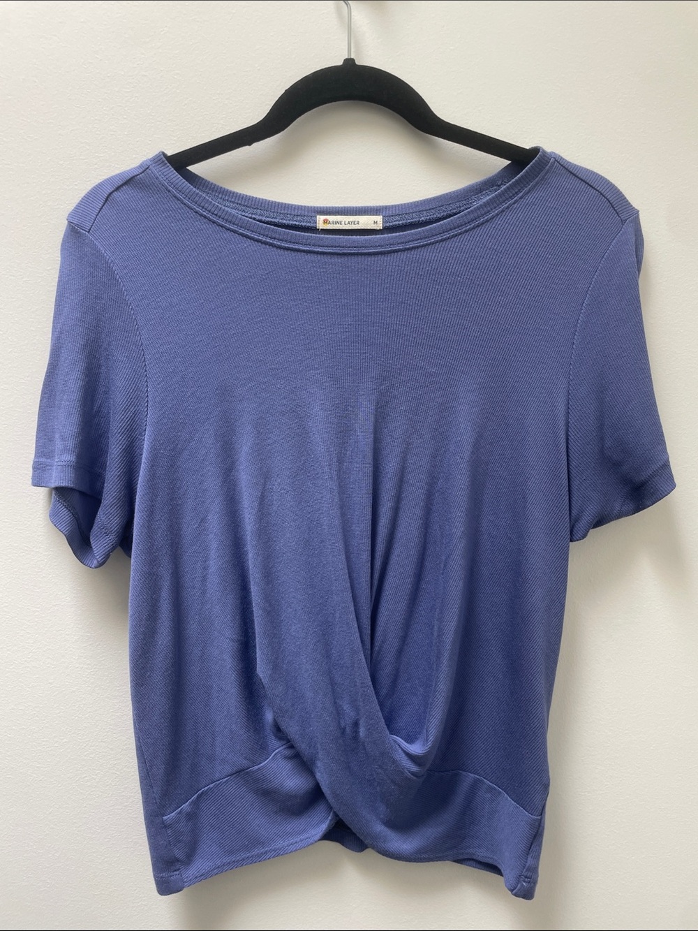 Marine Layer Lexi Rib Twist Tee Periwinkle Size Medium